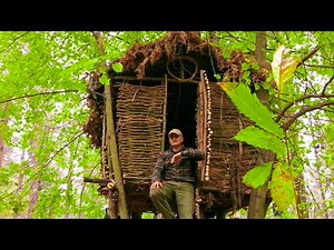 Building a Tree House in the Wild Forest from Start to Finish | Silent Forest Cabin | Bushcraft