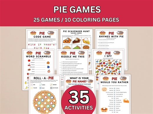 Printable Pie Games Bundle, Pie (pi) Day Activities for Kids, Adults, Thanksgiving - Etsy Australia