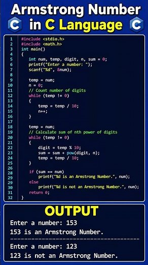 Armstrong Number in C Language