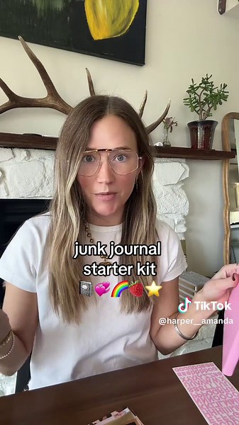 junk journal starter kit for my dear friend @Rachel Overvoll ✨ follow her for the BEST takes on relationships and feminism #junkjournaling #junkjournal #creativehobby #crafty #craftnight
