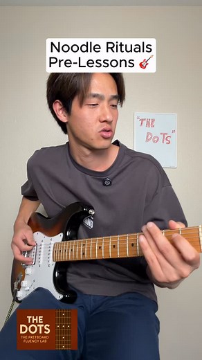 Every musician has their pre-game ritual. Mine? A little noodling. 🎸 I don’t think. I don’t plan. I just play. This helps me reconnect with my guitar before every lesson I teach — and reminds me why I started in the first place. If you’re building your own practice rituals, you’ll love my free course The Dots. Designed to help you become fluent across the fretboard. 💬 Comment your warm-up rituals below! #GuitarWarmUp #NoodleRituals #GuitarTeacher #GuitarPractice #TheDots | Jin O