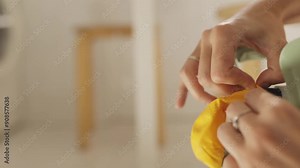 Woman Hands Inflate Balloon Using A Helium Tank With Regulator Fill Valve Stock Video