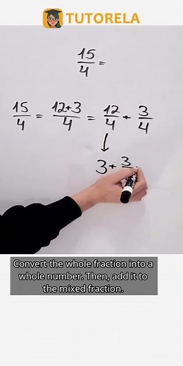 Convert 15/4 to Mixed Number: Step-by-Step Guide #Math #MixedFractions