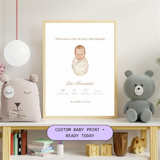 Personalized Baby Birth Announcement PDF | Custom Newborn Name, Date & Details | Instant Digital Download - Etsy