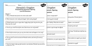 Kensuke's Kingdom Reading Comprehension Activity