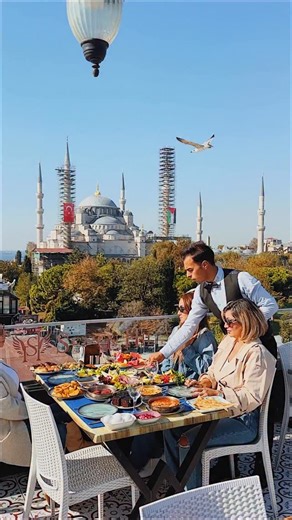 5.1K views · 5.9K reactions | When your breakfast table is full of delicious Turkish flavors and your view is the majestic Blue Mosque — you know it’s going to be a magical day! Seven Hills Restaurant is the place where taste meets tradition, and mornings become unforgettable. #SevenHillsRestaurant #TurkishBreakfast #IstanbulView #BlueMosque #TerraceBreakfast #VisitIstanbul #SultanahmetViews #FoodieMoment | Seven Hills Restaurant | Facebook