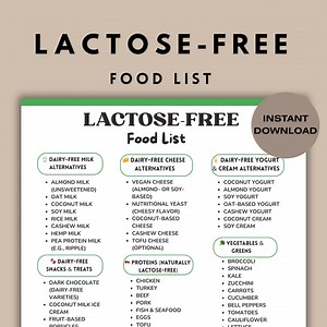 Lactose-free Food List PDF, Lactose Free Diet, Lactose Free Foods, Dairy-free Alternatives, Printable Grocery List, Lactose Intolerance Food - Etsy
