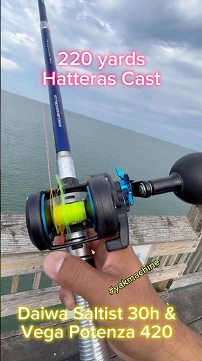 220 yards perfect Hatteras Cast using #Daiwa Saltist 30h #shorts #longcasting #surfcasting #fyp