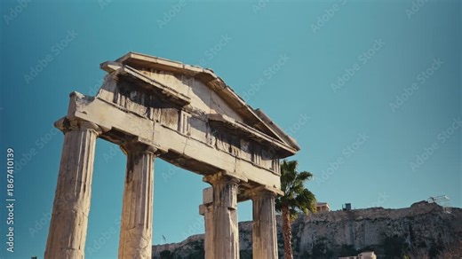 Roman Agora ruins in Athens, Greece, ancient historic landmark