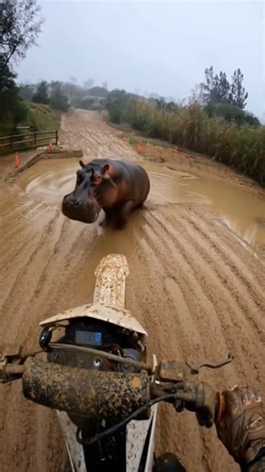 Motocross Helmet Cam vs Hippo in Mud! 🏍️🦛 | Surreal Track Moment” #shorts #viralvideo