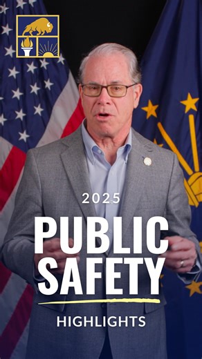 2025 PUBLIC SAFETY HIGHLIGHTS Indiana is now a national leader in removing dangerous illegal immigrants from our communities. Plus, ISP has made it clear that no Indiana town is safe for drug traffickers. Cocaine and opioid drug busts are up, and overdose deaths are down 60%. We're making Indiana safer and we're not slowing down in 2026! | Governor Mike Braun