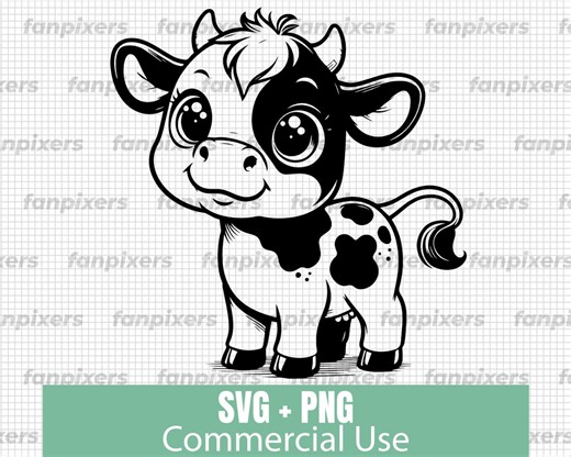 Cute Cow SVG and PNG for Commercial Use, Perfect for Digital Download, Stickers, T-shirts, DIY Projects, and More. - Etsy