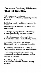 Common Cooking Mistakes That Kill Nutrition. | Curediseasex