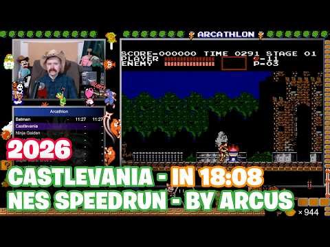 Castlevania - NES Speedrun in 18:08 by Arcus 🤠 | Date: 13 March 2026