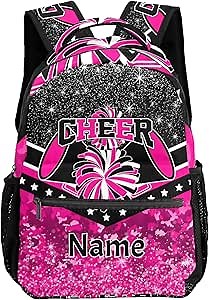 Personalized Sport Bag Cheer Rose Purple Cheerleader Laptop Backpack Casual School Backpack for Women Men Gift