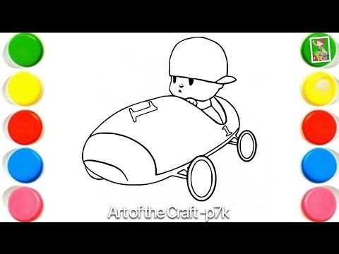 How to Draw a Draw and Color Pocoyo Driving a Car Drawings for Kids 👶🚗