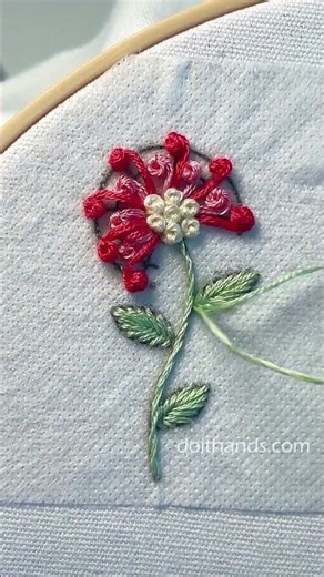 Easy Embroidery Flower 🌸 | Beginner Embroidery Tutorial