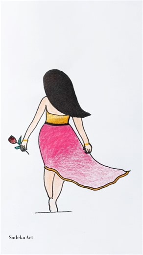 Cute Girl Drawing 💃 | Easy Sketch for Beginners #shorts #art #trending #satisfying #viral