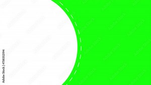 Animated banner template isolated on green chroma key screen. Round signboard decorated with rotating dashed line animation. Business, education, holiday or any concept design element.