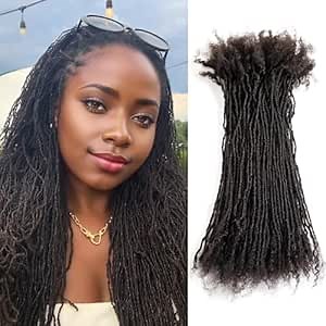 DAIXI Handmade Interlocking Sisterlocks Curly Tips 100% Real Human Hair Permanent Micro Locs Extensions Natural Looking Soft Dreadlocks Can Be Bleached and Dyed (1B - 0.2cm, 8 Inch 30 Strands)