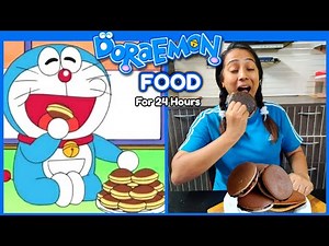 Eating DORAEMON🤪 Fav Food for 24 hours | Living Like a Cartoon Character | Food Challenge