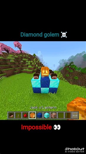 How to spawn diamond golem in Minecraft ☠️😘 #minecraftshorts
