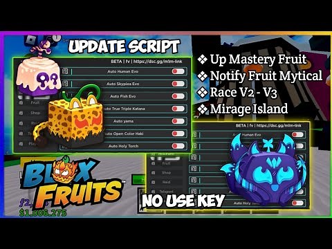 SCRIPT BLOX FRUIT AUTO GET FRUIT SPAWN | AUTO RACE V2 - V3 | AUTO LEVEL MAX | NO LAG | NO USE KEY 👻