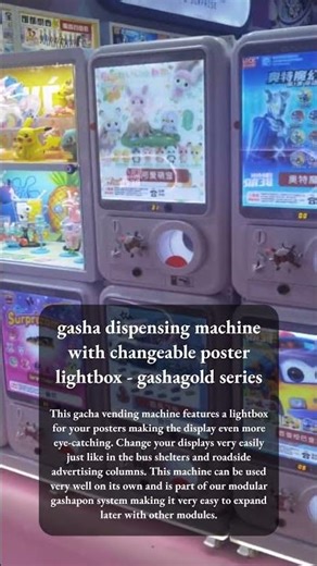 gasha dispensing machine with changeable poster lightbox - gashagold series