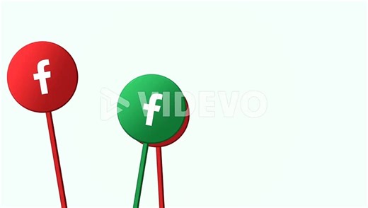 Motion icons of Facebook social network on simple background 1