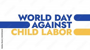 World Day Against Child Labor colorful motion graphics seamless loopable text animation on white or black background for awareness about world day against child labour in june