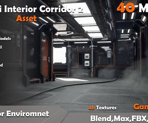ArtStation - Sci-fi Interior Corridor 2 Asset 40 Models | Game Assets