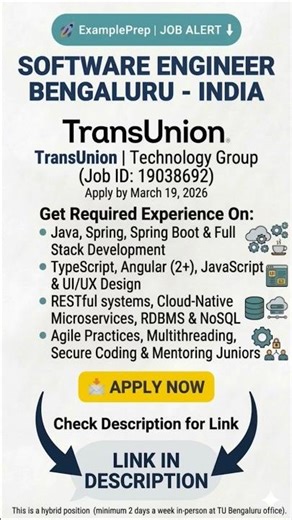 TransUnion – Software Engineer / Developer, Software Development | Bengaluru
