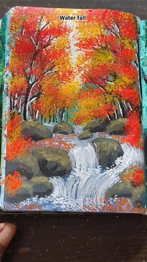 Autumn river flows painting ചെയ്യാം #autumn #treepainting #painting #art #painting #ownvoice #vlog