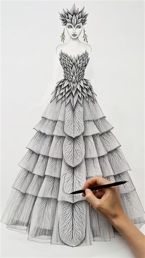 Leaf Inspired Couture Collection 🌿 | Nature Fashion Design (Idea → Sketch → Model)