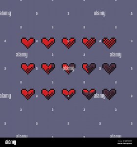 Pixel art vector game design interface set - red heart health icon 8-bit Stock Vector Image & Art - Alamy