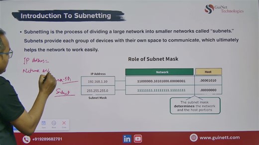 𝐖𝐡𝐚𝐭 𝐢𝐬 𝐒𝐮𝐛𝐧𝐞𝐭𝐭𝐢𝐧𝐠? | 𝐈𝐏 𝐀𝐝𝐝𝐫𝐞𝐬𝐬𝐢𝐧𝐠 𝐂𝐨𝐧𝐜𝐞𝐩𝐭 | 𝐂𝐂𝐍𝐀 As networks grow, managing them efficiently becomes critical. Subnetting is the technique that makes large networks faster, secure, and scalable This is one of the most important topics in CCNA. Let’s break it down simply 👇 🔹 𝐖𝐡𝐚𝐭 𝐢𝐬 𝐒𝐮𝐛𝐧𝐞𝐭𝐭𝐢𝐧𝐠? Subnetting is the process of dividing one large network into smaller networks (subnets). Each subnet works like an independent network. 🔹 𝐖𝐡𝐲 