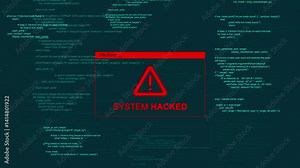 System hacked cyber security error alert warning about hack