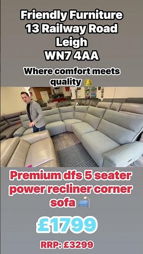 Stunning light grey fabric power recliner corner sofa sectional.