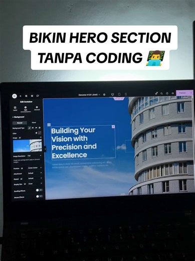 Slicing hero section pakai Elementor. Simple, clean, dan cepet ⚡ #wordpress #elementor #realestate #companyprofile #website #websitedesign #coding