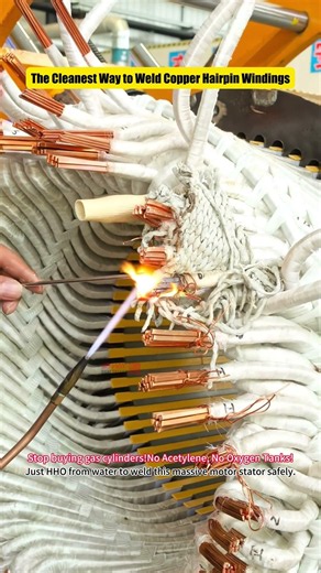The Cleanest Way to Weld Copper Hairpin Windings.No Acetylene!#welding #oxyhydrogen #motorwinding