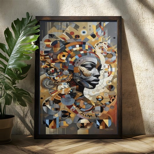 Abstract African Woman Art Print | Earthy Colours Afrocentric Decor - Etsy
