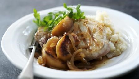 Pork chops with celeriac mash and apple and ale gravy recipe