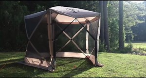 Gazelle Tents™, G5 5-Sided Portable Gazebo, Easy Pop-Up Hub Screen Tent, Durable, TriTech Mesh, Waterproof, UV Resistant, 4-Person & Table, Desert Sand, 85" x 115" x 106", GG502DS