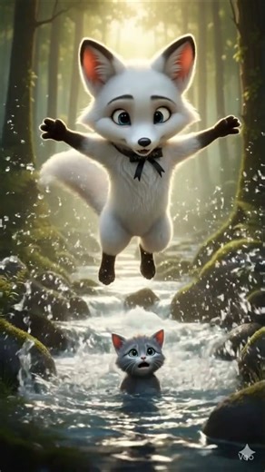 FuzzyFox Saves the Drowning Kitten #cartoon #cat #animation #shorts #reels