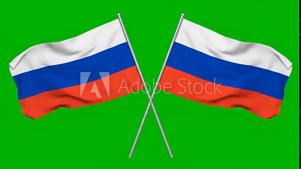 Russian Flag Push Pin Greenscreen, animated 3d flags and thumbtack for video editing and motion graphics