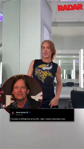 Former Hercules star Kevin Sorbo is under fire after fuming over a male on a football team’s cheerleading squad, even threatening to end his fandom, sparking mockery over his “fragile” stance. Link below for details! (🎥: X/MEGA) https://radaronline.com/p/hercules-kevin-sorbo-male-cheerleader-vikings-trump/ | Radar Online