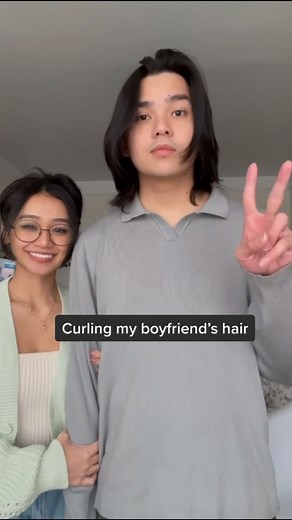 Hang Nguyen | That one time Kyle let me curl his hair 😶✨He said he didn’t like it but what do you guys think? #menshairstyle #couples #hair #menshair... | Instagram