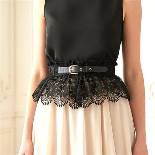 Black Lace Corset Belt – Gothic Steampunk Waist Cincher - Etsy