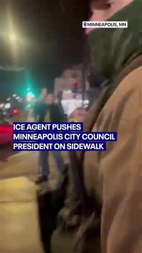 An ICE agent was filmed pushing Minneapolis City Council President Elliott Payne during a confrontation with protesters in northeast Minneapolis on Monday. Video captured by Council Member Jason Chavez shows an officer pushing Payne and another individual on a public sidewalk near a bus stop. Payne wrote on Instagram that agents had indiscriminately stopped a citizen prior to the incident. “If this is how they treat the President of the Minneapolis City Council who is legally observing, just thi