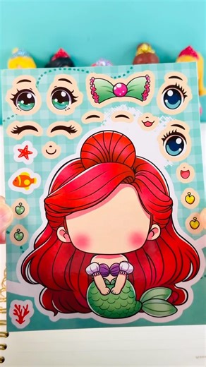 Disney Princess DIY Make a Face Stickers with Ariel